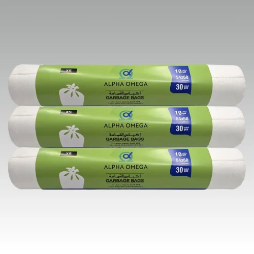 Garbage Bag 54 x 60 cm (10 gallons), White, 30 pcs per roll x 3 rolls