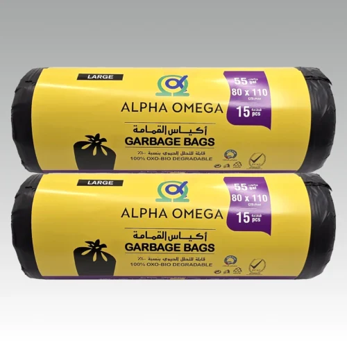 Garbage Bag 80 x 110 cm (55 gallons), Black, 15 pcs per roll x 2 rolls