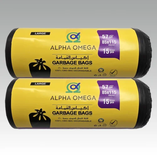 Garbage Bag 85 x 115 cm (57 gallons), Black, 15 pcs per roll x 2 rolls